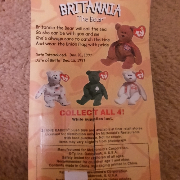 McDonald's ty beanie baby Britannia the bear - Picture 2 of 3